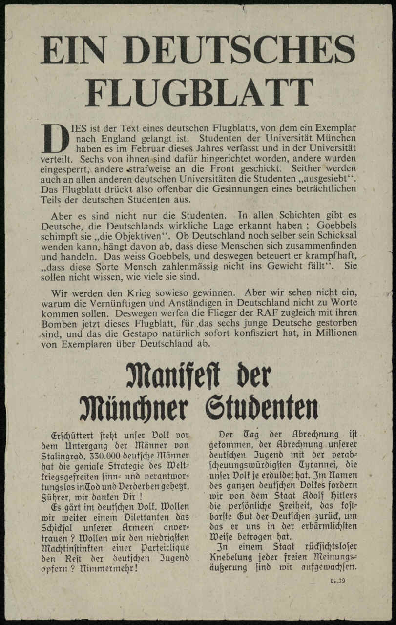 Foto Sechstes Flugblatt