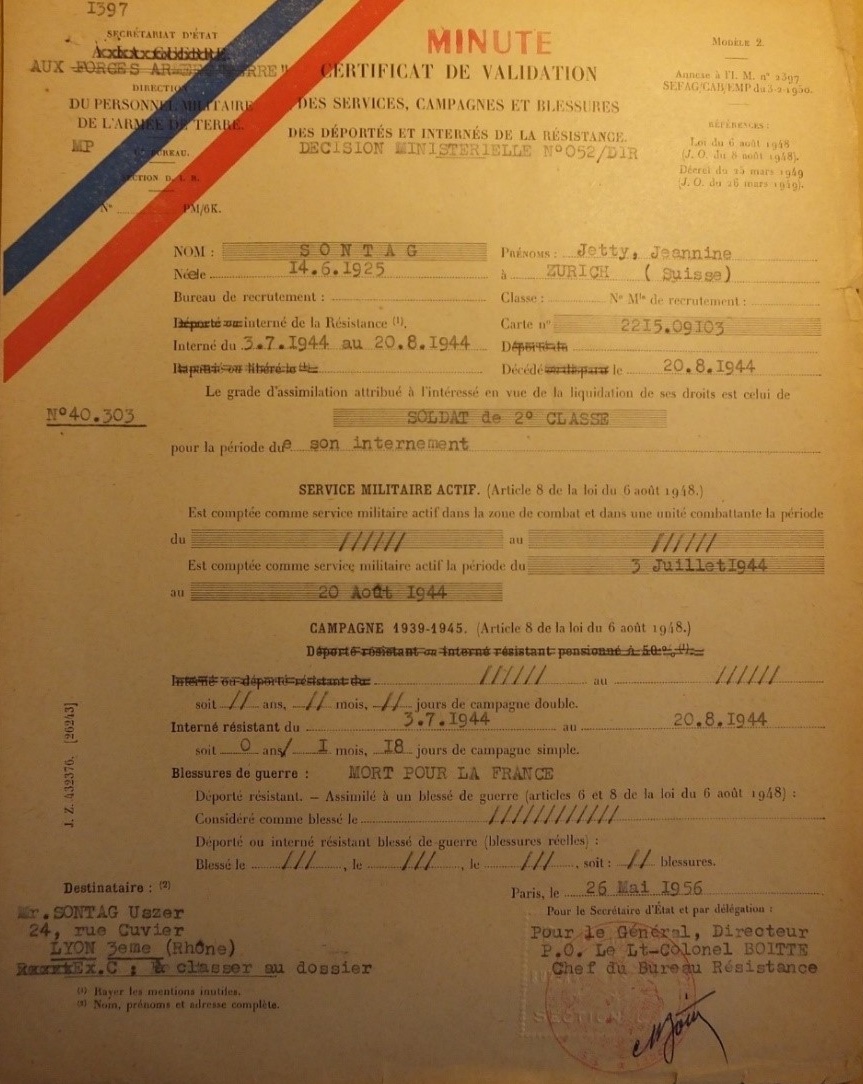 Photo du certificat d'honneur